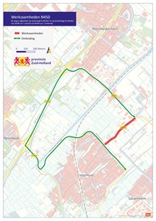 Werkzaamheden N450 9 en 10 oktober - omleidingen via de N443, N206, N444, de noordelijke Randweg en de Bollendreef